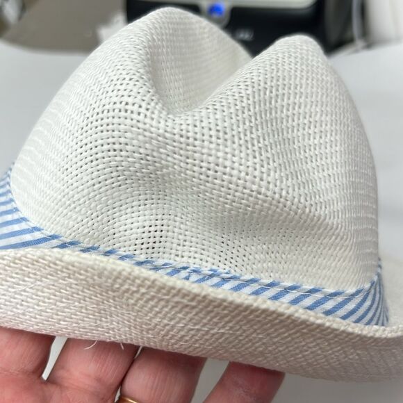 Janie and Jack 100049183 White Straw Fedora Hat NWT size 6-12 months - Picture 4 of 7